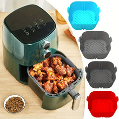 1pc Square Air Fryer Silicone Pot Reusable Liner 19x16.48x4cm