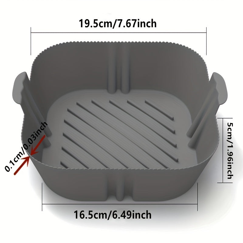 1pc Square Air Fryer Silicone Pot Reusable Liner 19x16.48x4cm