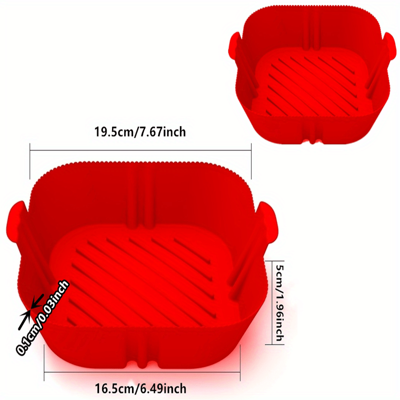 1pc Square Air Fryer Silicone Pot Reusable Liner 19x16.48x4cm
