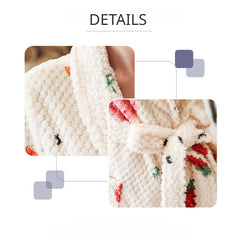 Plush Fruit Pattern Flannel Bathrobe