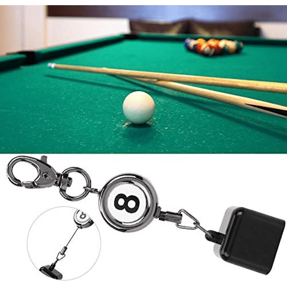 Retractable Pool Cue Chalk Holder with Key Ring