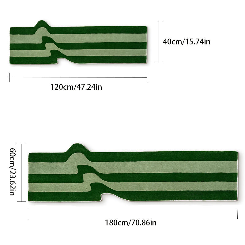 Polyester Green Kitchen Rug Striped Plants Carpet