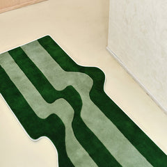 Polyester Green Kitchen Rug Striped Plants Carpet