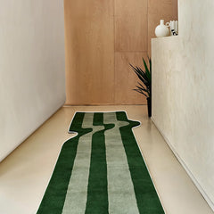 Polyester Green Kitchen Rug Striped Plants Carpet