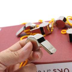 2PCS Stainless Steel Whistle With Lanyard for Emergency Football Basketball
