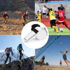 2PCS Stainless Steel Whistle With Lanyard for Emergency Football Basketball