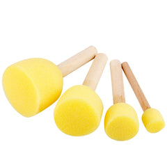 20pcs Round Painting Sponges 4 Sizes With Wooden Handles Pack