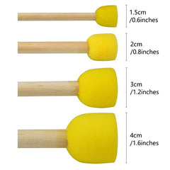 20pcs Round Painting Sponges 4 Sizes With Wooden Handles Pack