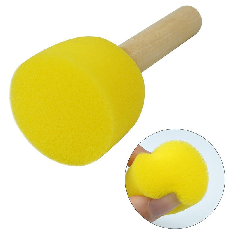 20pcs Round Painting Sponges 4 Sizes With Wooden Handles Pack