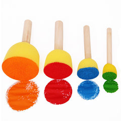 20pcs Round Painting Sponges 4 Sizes With Wooden Handles Pack