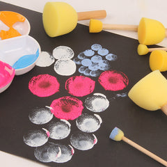 20pcs Round Painting Sponges 4 Sizes With Wooden Handles Pack