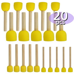 20pcs Round Painting Sponges 4 Sizes With Wooden Handles Pack