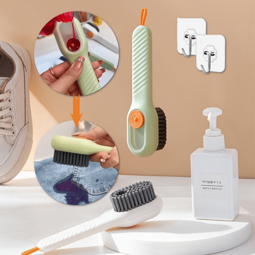 Soft Bristled Shoe Brush Long Handle Automatic Liquid Adding Clothing Board Brus