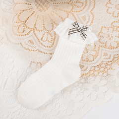 Girls Lace Socks Flower Ruffled Edge Bowknot Breathable Crew Socks