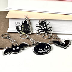 Halloween Pumpkin Bat Keychain Acrylic Key Ring Decoration