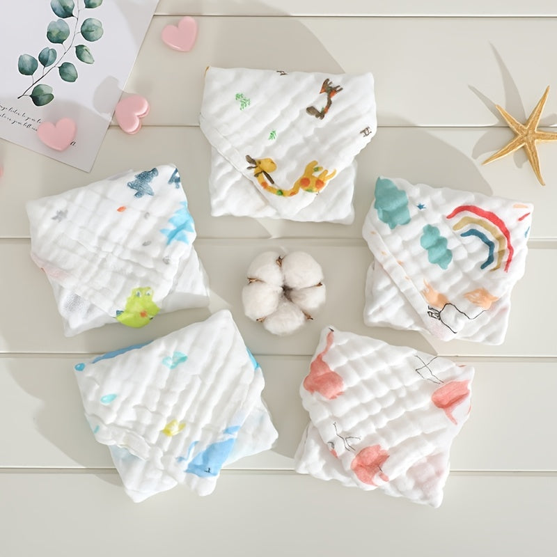 5pcs Baby Muslin Washcloths Soft Face Cloth For Newborn