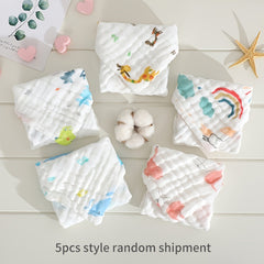 5pcs Baby Muslin Washcloths Soft Face Cloth For Newborn