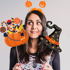 20pcs Halloween Funny Photo Props Ghost Pumpkin Bat Spider Party Decorations