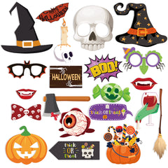 20pcs Halloween Funny Photo Props Ghost Pumpkin Bat Spider Party Decorations