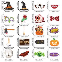 20pcs Halloween Funny Photo Props Ghost Pumpkin Bat Spider Party Decorations