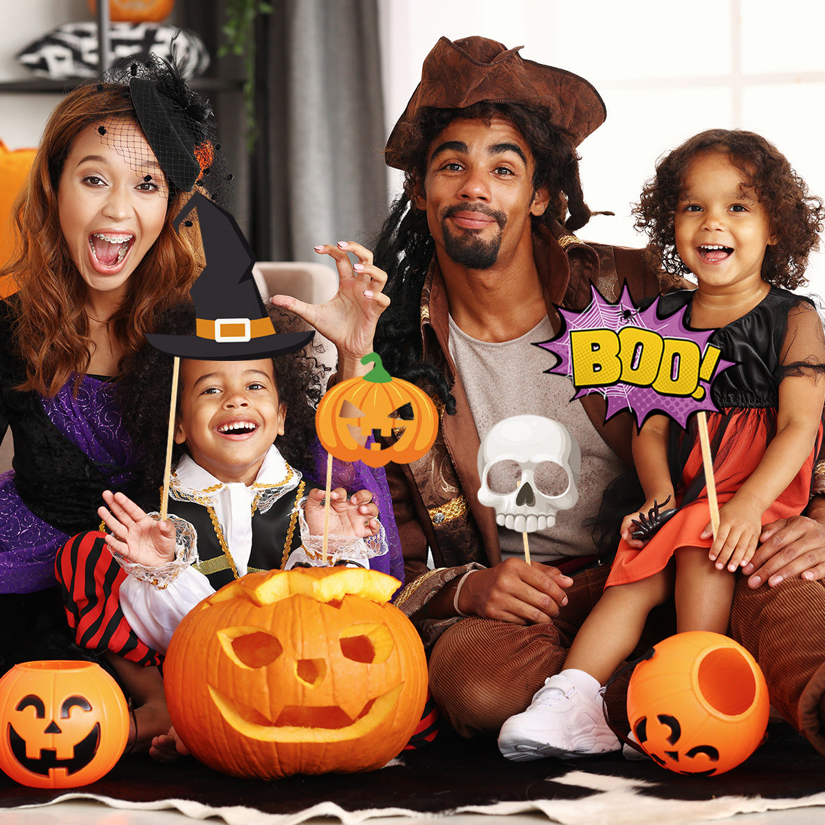 20pcs Halloween Funny Photo Props Ghost Pumpkin Bat Spider Party Decorations