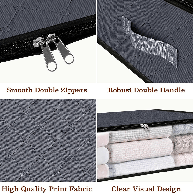 4pcs Under Bed Storage Container Foldable Breathable Storage Bag With Handle