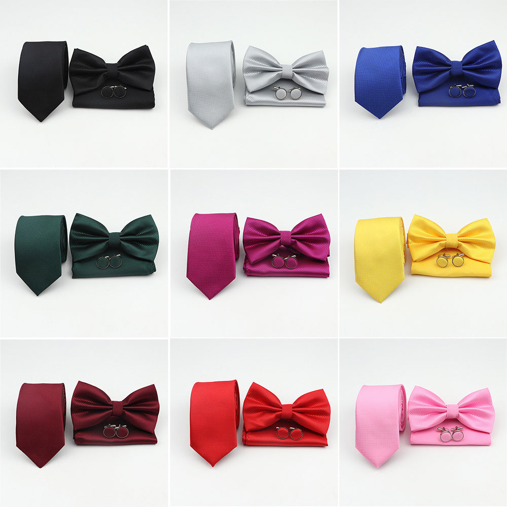 Men's Ties Bowtie & Pocket Square Handkerchief & Cufflinks Sets