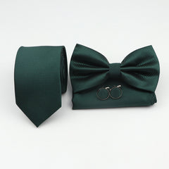 Men's Ties Bowtie & Pocket Square Handkerchief & Cufflinks Sets