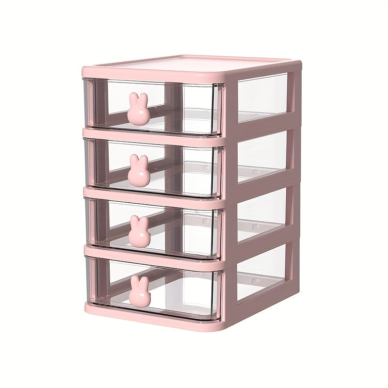Pink Rabbit Makeup Drawer Storage Box - Durable Organizer
