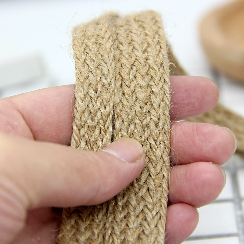 10M Hemp Cords Flat Burlap Ribbon Jute Rope Twine DIY Wedding Decoration