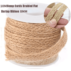 10M Hemp Cords Flat Burlap Ribbon Jute Rope Twine DIY Wedding Decoration
