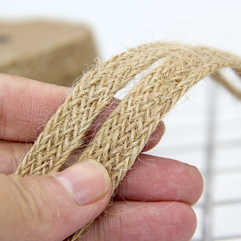 10M Hemp Cords Flat Burlap Ribbon Jute Rope Twine DIY Wedding Decoration