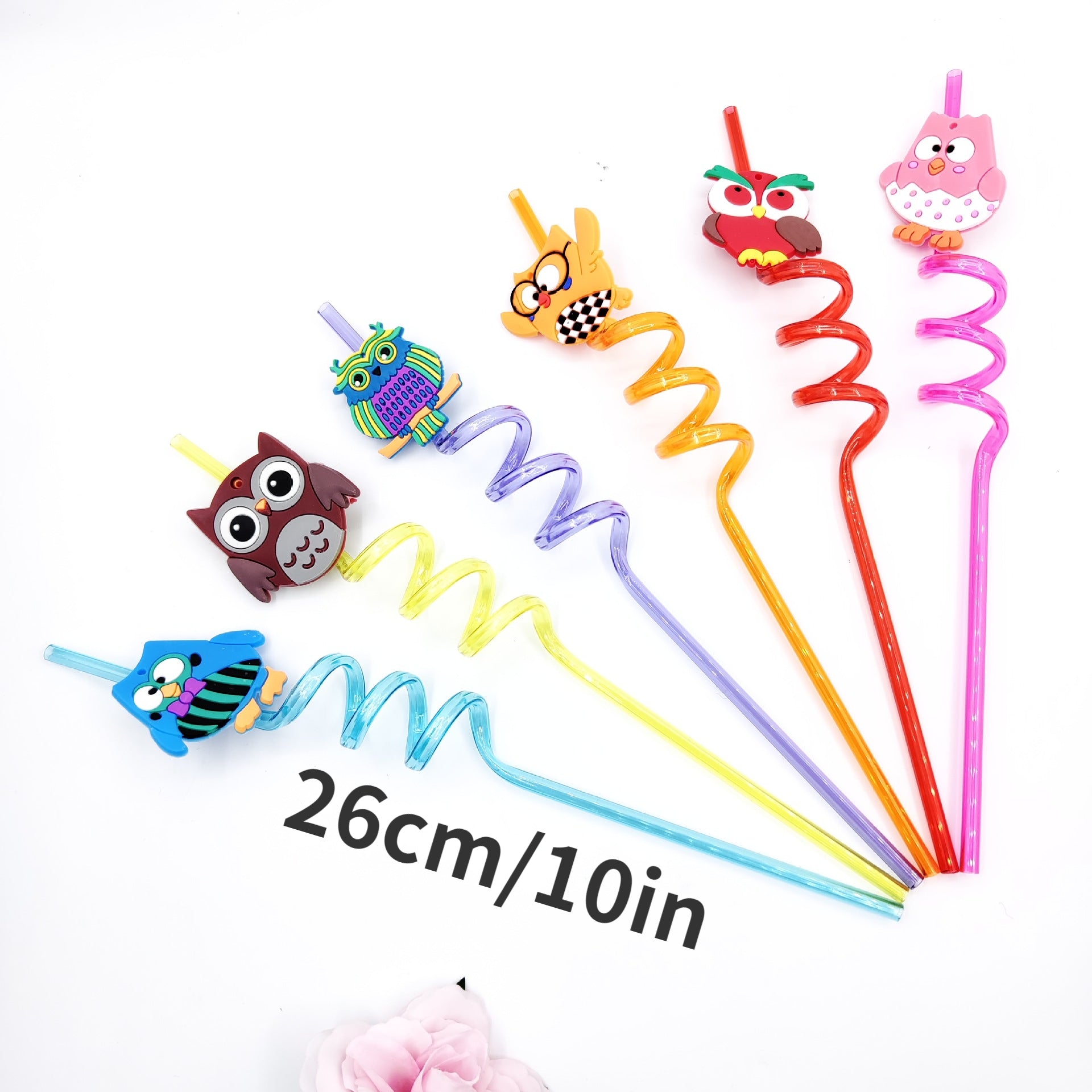 10pcs Owl Series Reusable Curved Tube Straws