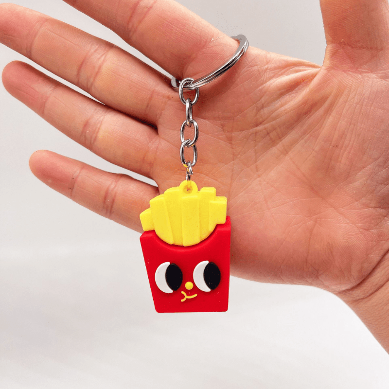 Simulation Food Car Keychain Soft Hamburger Fries Pizza Hot Dog Toy Key Ring