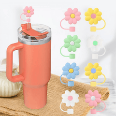 8pcs Silicone Straw Topper Cap Flower Tips Cup Decoration