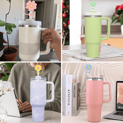 8pcs Silicone Straw Topper Cap Flower Tips Cup Decoration