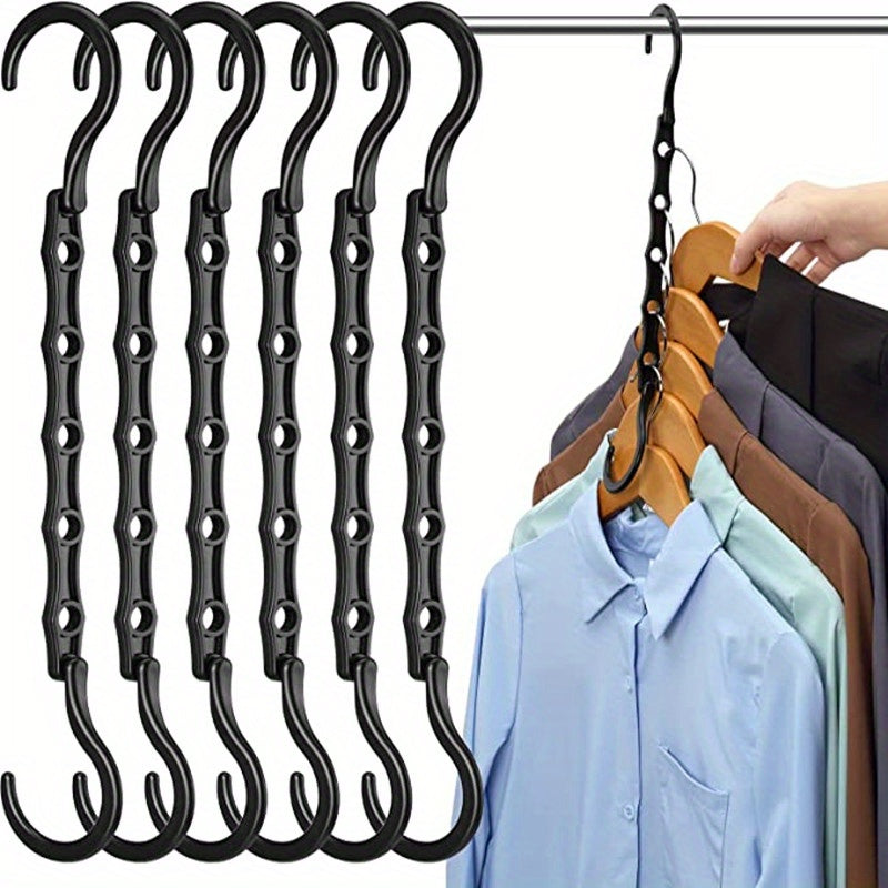 6pcs Magic Hangers Space Saving Plastic Hangers For Clothes Storage