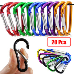 20pcs Carabiner Keychains Aluminum Alloy D ring Buckle Spring Snap Hook Clip