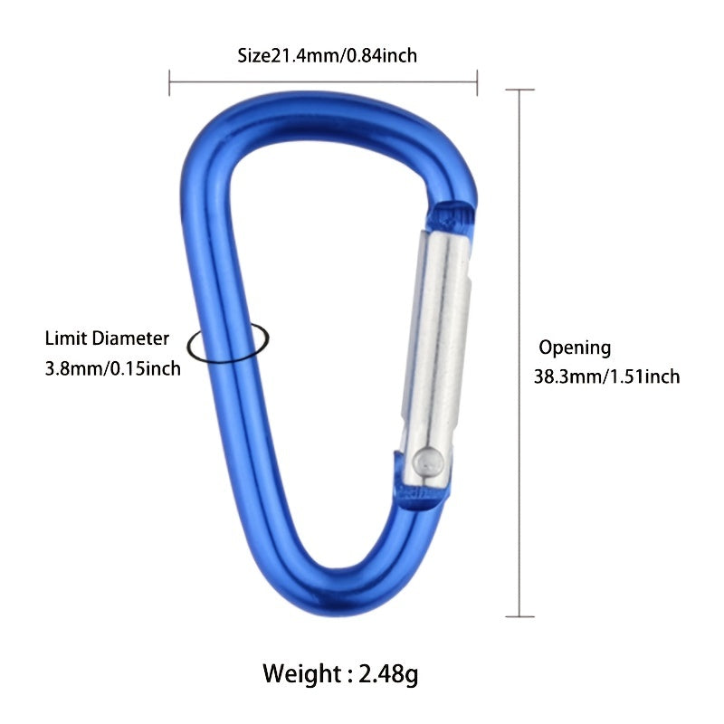 20pcs Carabiner Keychains Aluminum Alloy D ring Buckle Spring Snap Hook Clip