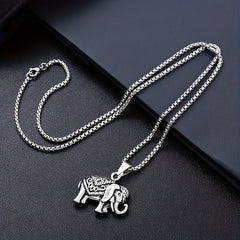 Retro Elephant Pendant Necklace Hip Hop Animal Jewelry