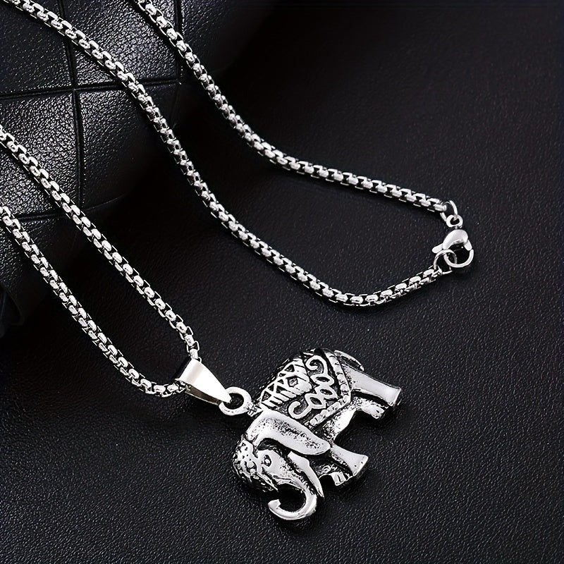 Retro Elephant Pendant Necklace Hip Hop Animal Jewelry