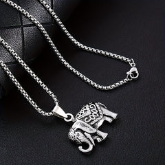 Retro Elephant Pendant Necklace Hip Hop Animal Jewelry