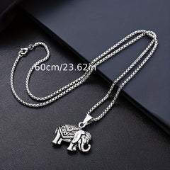 Retro Elephant Pendant Necklace Hip Hop Animal Jewelry