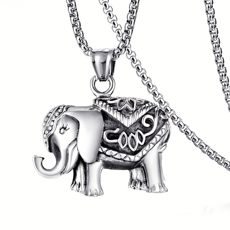 Retro Elephant Pendant Necklace Hip Hop Animal Jewelry
