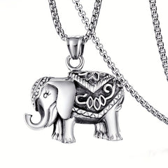 Retro Elephant Pendant Necklace Hip Hop Animal Jewelry