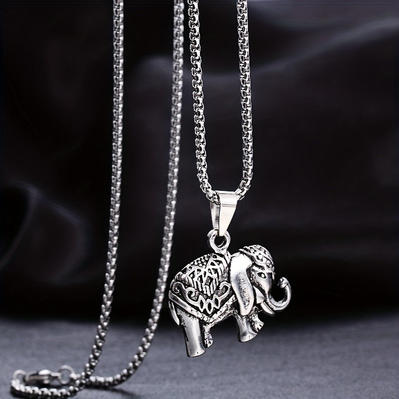 Retro Elephant Pendant Necklace Hip Hop Animal Jewelry
