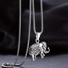 Retro Elephant Pendant Necklace Hip Hop Animal Jewelry