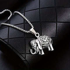 Retro Elephant Pendant Necklace Hip Hop Animal Jewelry
