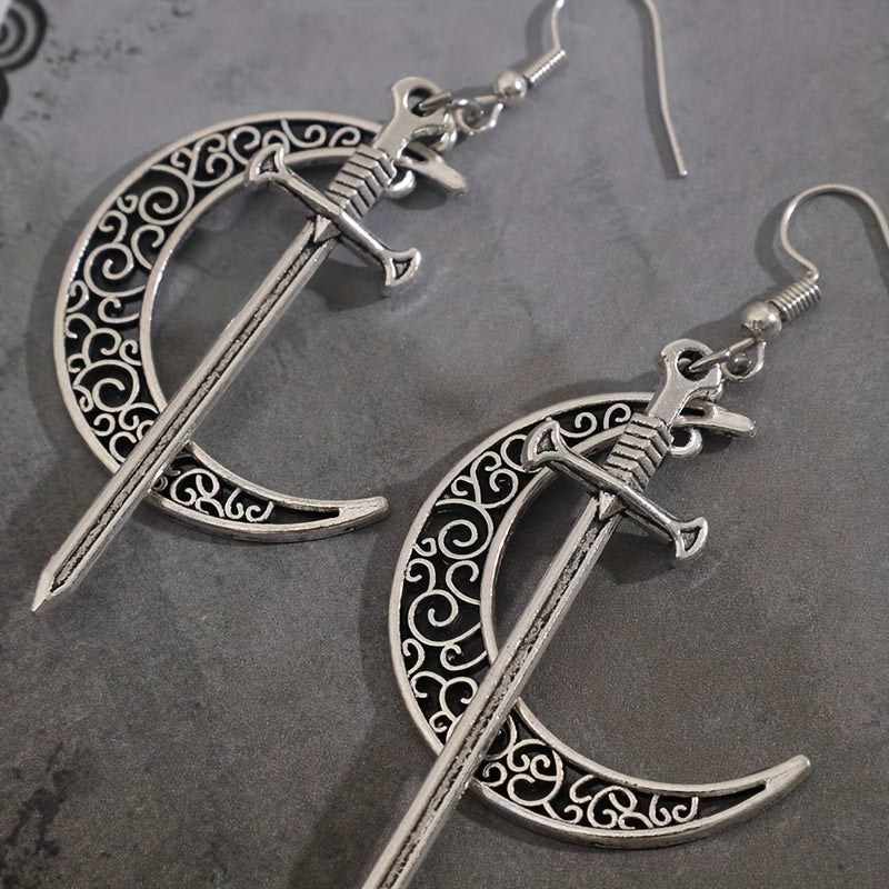 Moon Sword Earrings Vintage Boho Gothic Jewelry for Girls