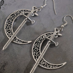 Moon Sword Earrings Vintage Boho Gothic Jewelry for Girls